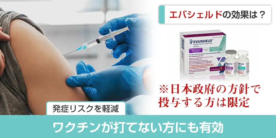 新型コロナ治療薬の「エバシェルド」はワクチンが打てない方にも使える！